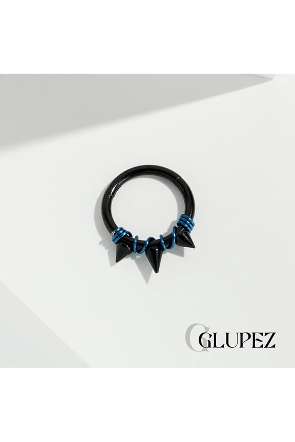 GHRTGR-0G 00G Septum Nose Ring 316L Surgical Steel Earrings With Chain Clicker Hinged Ring for Nostril Conch Cartilage Hoop Helix Daith Tragus Body Piercing Jewelry for Women Men 8MM 10MM