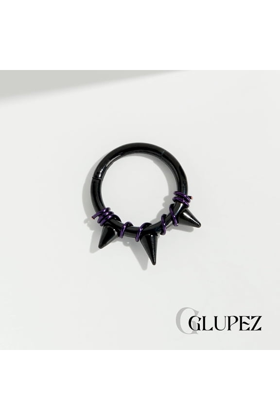 GHRTGR-0G 00G Septum Nose Ring 316L Surgical Steel Earrings With Chain Clicker Hinged Ring for Nostril Conch Cartilage Hoop Helix Daith Tragus Body Piercing Jewelry for Women Men 8MM 10MM