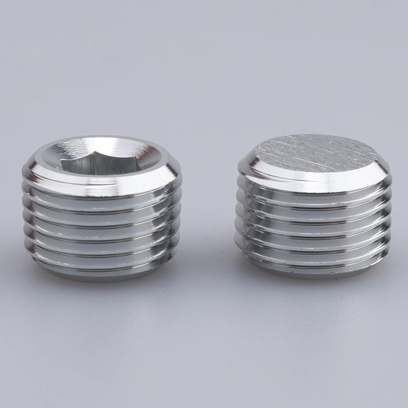 GHRTGR-1/4" NPT Male Socket Allen Head Plugs Aluminum Silver, Pack of 2