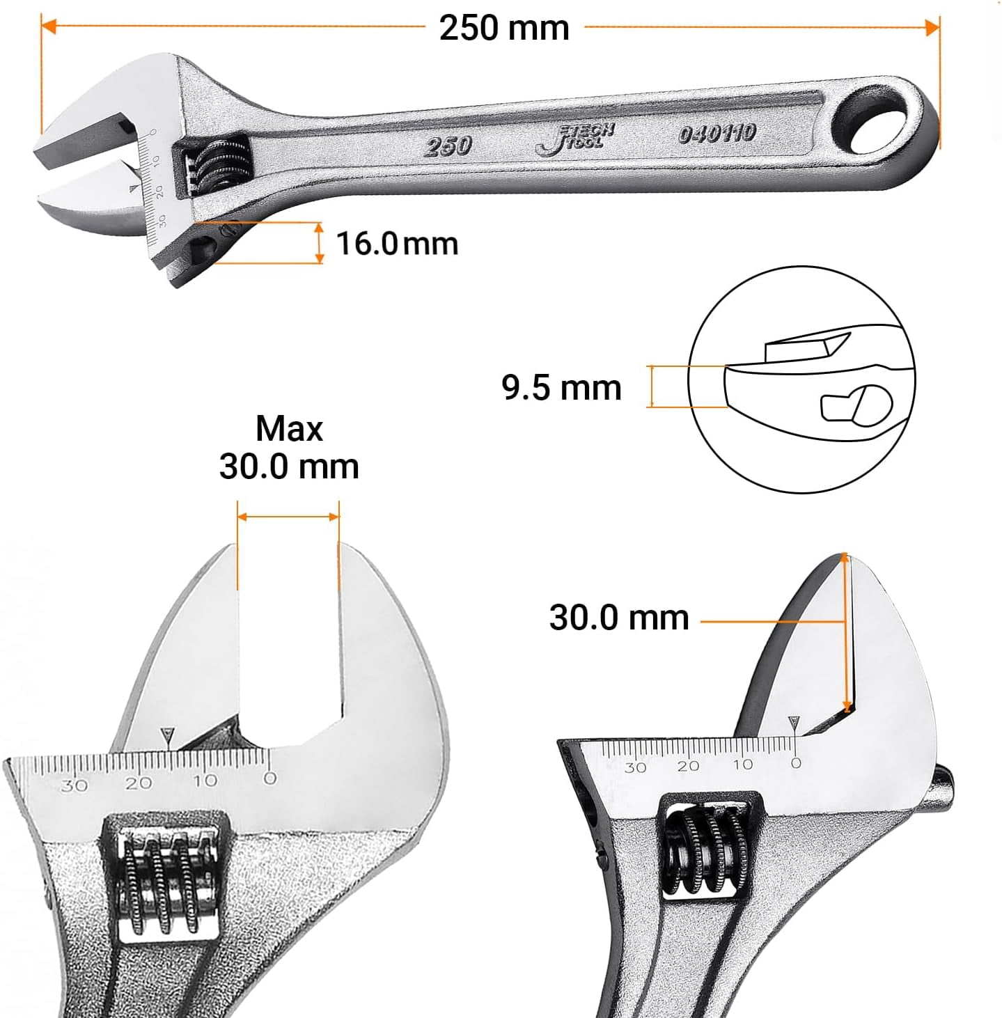 Stanley Adjustable Wrench 152mm 87-431 - Hardware & General Stanley Adjustable Wrench 152mm 87-431 - Hardware & General