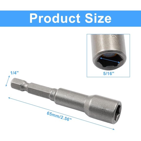 GHRTGR-10 Pcs 5/16 Inch Hex Magnetic Power Hex Nut Driver Magnetic Extension Socket Drill Bit Set, Quick Change Socket Nut Impact Driver for Electric Drill