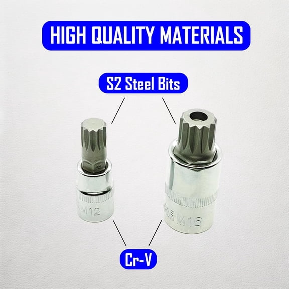 GHRTGR-10 Piece Drive Triple Square Spline Bit Socket Set, S2 and Cr-V Steel, 1/4-Inch, 3/8-Inch and 1/2-Inch, M4-M18, 12 Point Tamper Proof