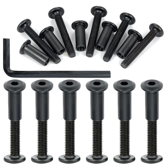 GHRTGR-100 Sets Bolt Set - M6x40mm Black Metal Hexagon Socket Drive for Assorted Wood Screws, Fixing Post Screw Connecting, Wood Socket Cover Bolt Barrel Nut Kit