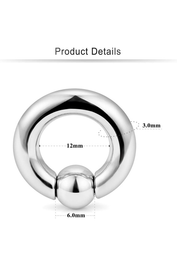 GHRTGR-10G 8G 6G 4G 2G 0G 00G Septum Rings Ear Gauges Earrings Hoops 316L Surgical Steel PA Ring Internally Threaded Horseshoe Spring Action Captive Bead Ring CBR Body Piercing Jewelry for Women Men