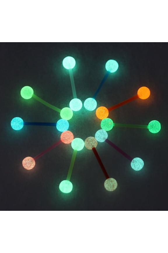 GHRTGR-10pcs 14G Glow in The Dark Flexible Bioplast Tongue Ring Nipple Barbell 6mm Acrylic Balls