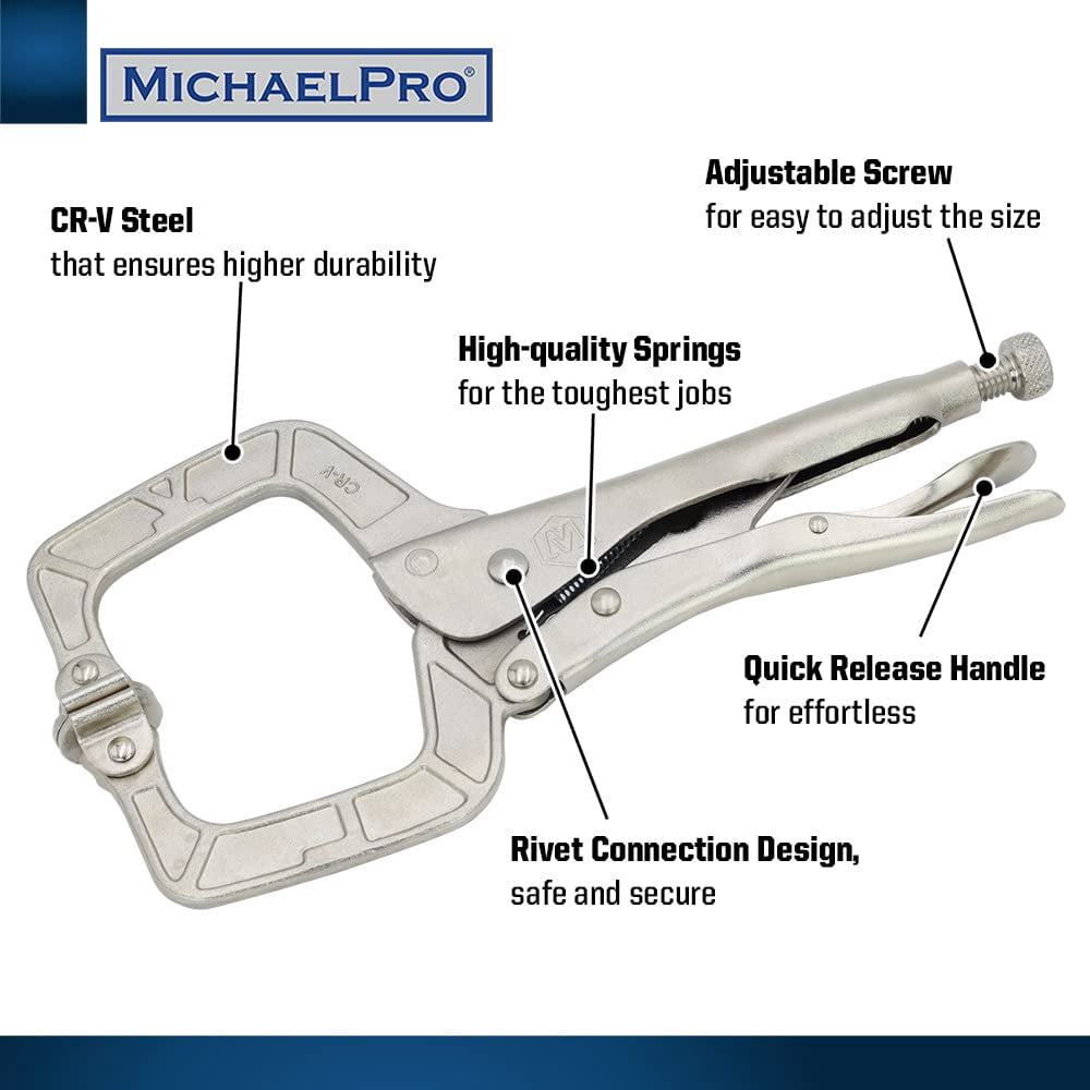 Set Of Two (2) 6\" Locking C-Clamp Vise Grip Welding Pliers With Swivel Pads
