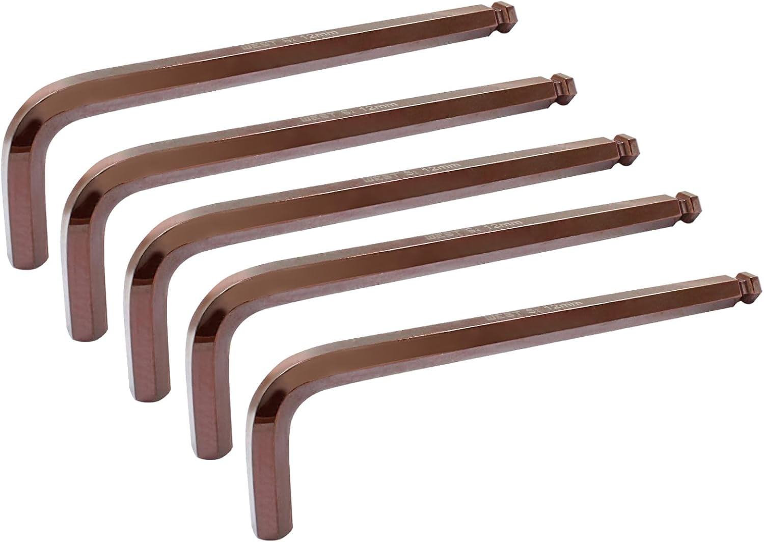 Bivethoi 6mm Ball End Hex Key Wrench – L-Shaped Allen Wrench, Extra Long Arm, S2 Steel, Chrome Plated (5-Pack)