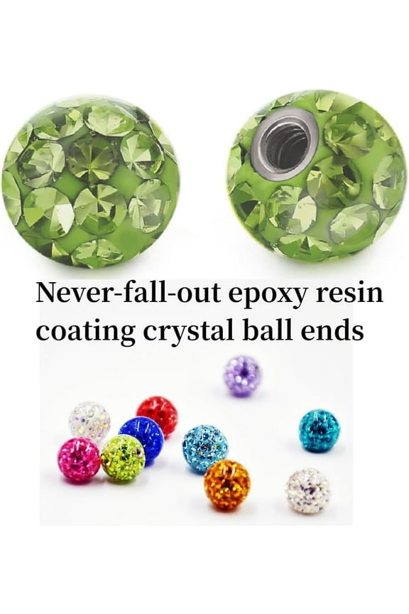 GHRTGR-12pc 8mm 10mm Acrylic Bar CZ Crystal Barbell Curved Eyebrow Ring Ear Snake Piercing Jewelry Set Bioflex Retainer