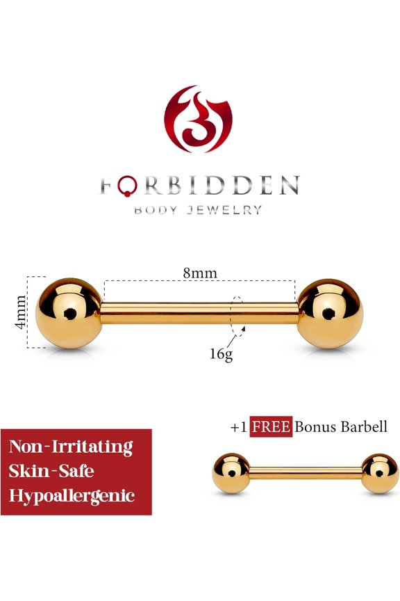 GHRTGR-14G-16G Rose Gold IP Plated Surgical Steel Piercing Barbell *+FREE BOGO* Barbell