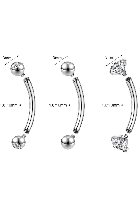 GHRTGR-14G Belly Button Ring Surgical Stainless Steel Round Cubic Zirconia Belly Button Navel Piercing Ring 10mm 12mm 14mm Navel Piercing Jewelry For Women Men Belly Piercings Barbell Jewelry