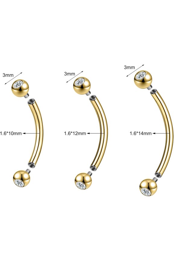 GHRTGR-14G Belly Button Ring Surgical Stainless Steel Round Cubic Zirconia Belly Button Navel Piercing Ring 10mm 12mm 14mm Navel Piercing Jewelry For Women Men Belly Piercings Barbell Jewelry