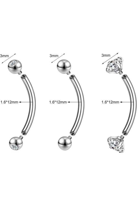 GHRTGR-14G Belly Button Ring Surgical Stainless Steel Round Cubic Zirconia Belly Button Navel Piercing Ring 10mm 12mm 14mm Navel Piercing Jewelry For Women Men Belly Piercings Barbell Jewelry