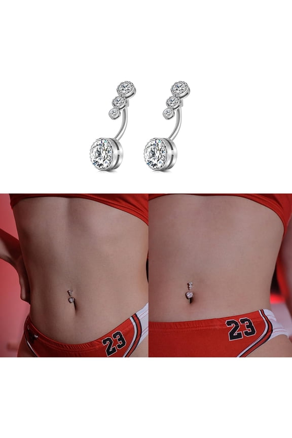 GHRTGR-14g Belly Button Rings Surgical Steel CZ Petite Navel Ring for Women Body Piercing Jewelry Petite select Barbell Len 6mm 8mm 10mm 12mm 14mm Silver