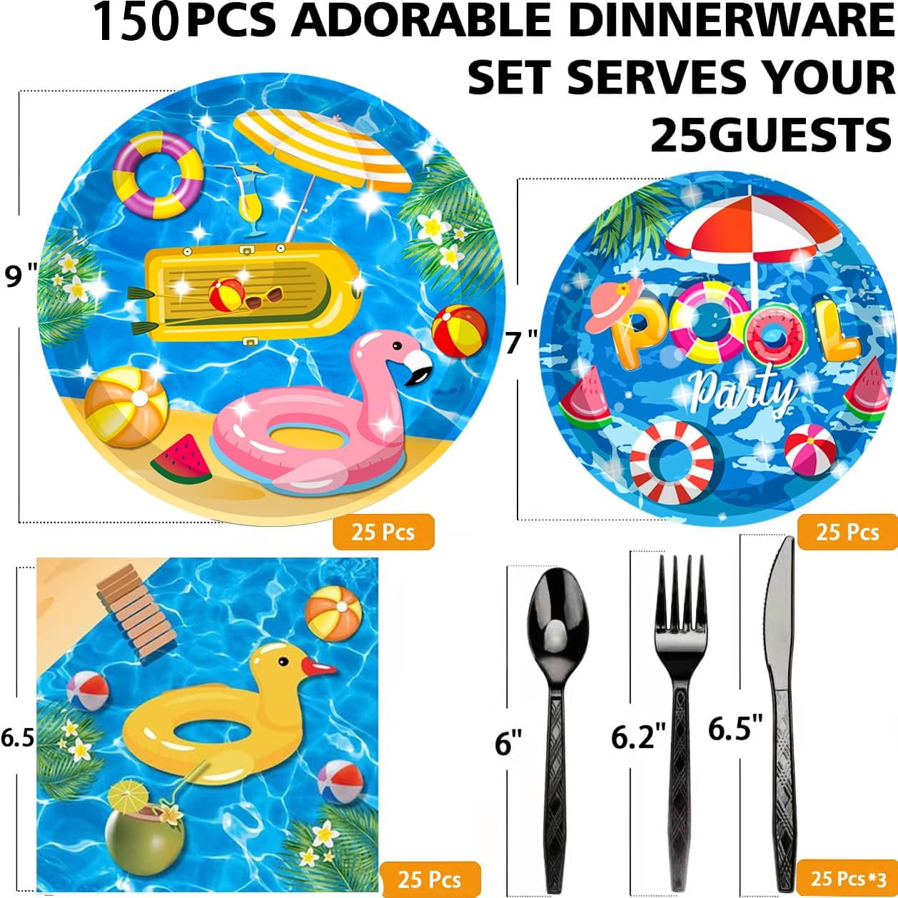 GHRTGR-150Pcs Pool Party Supplies Set - 9