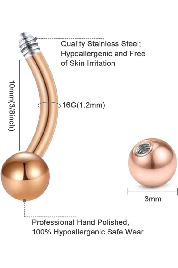 GHRTGR-16G Rook Piercing Jewelry Rook Earrings Stainless Steel Daith Surface Tragus Piercing Jewelry Curved Barbell Eyebrow Rings Horseshoe Hoop Earring Cartilage Helix Conch Piercing Jewelry