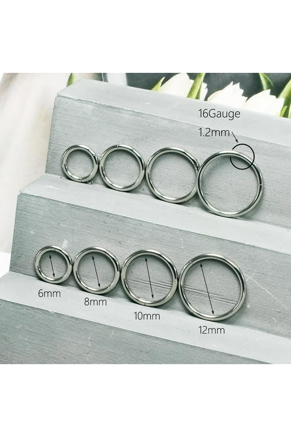 GHRTGR-16Gauge1.2mm Surgical Stainless Steel earrings for women 6-8-10-12mm| S925 Sterling Silver plated Septum rings Hinged Clicker Segment Nose Rings Helix Cartilage Daith Tragus Hypoallergenic s