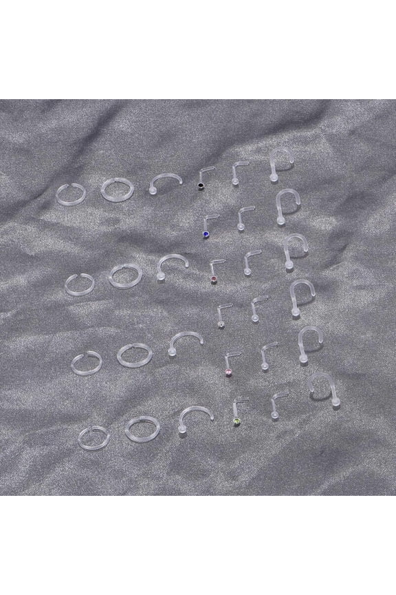 GHRTGR-18-20G Clear Acrylic Nose Ring Bioflex Stud Retainer Nose Piercing Body Jewelry for Men Women