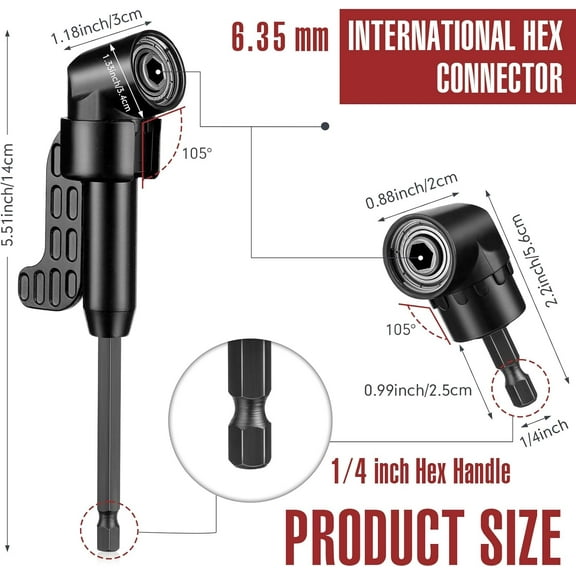 DASAW-18 Pcs Flexible Drill Bit Extension Set 105 Right Angle Drill Bit Attachment 1/4, 3/8, 1/2 Inch Hex Adapter Socket Socket Wrench Bendable Magnetic Extender Screwdriver Electric Manual Tool