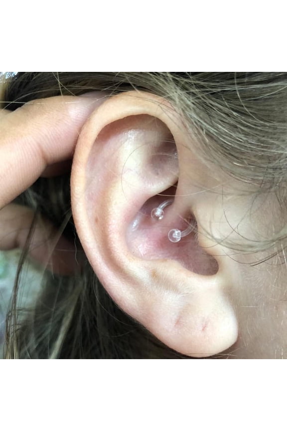 GHRTGR-18g-20g Septum Rings & Studs - Clear Plastic Septum Retainer, Daith & Hoop Ear Plugs for Work/Surgery - Plastic, Helix, Tragus, Lip Piercing Retainers