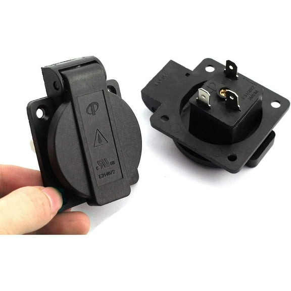 GHRTGR-2-Pack US Standard Water-Proof Power Outlet 3-Hole Socket AC 15A 125V Panel Mount Dust-Proof Industrial Electrical Female Plug Power Connector