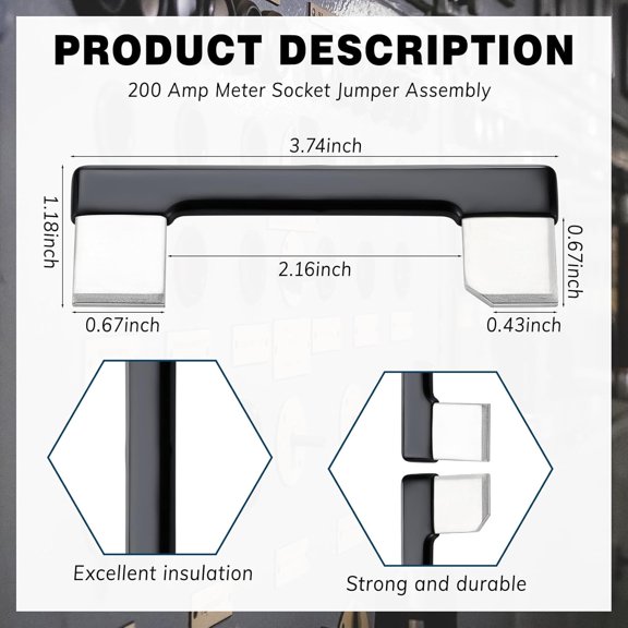GHRTGR-2 Pcs 200 Amp Meter Socket Jumper Assembly Bypass Jumper for Bus Electrical Meter Base Link Standard 2-1/4'' Handles Strong Insulation for Testing Circuit Security