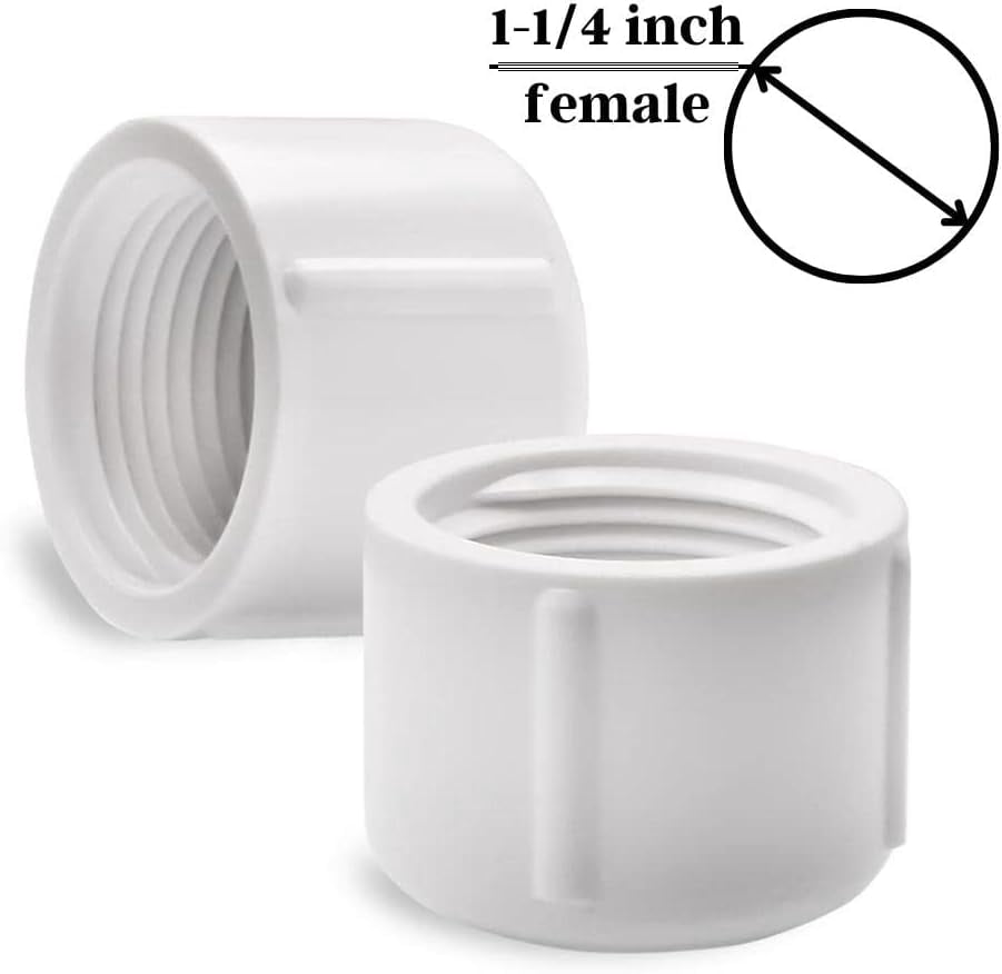 GHRTGR-2 pcs White Sch 40 1-1/4 Inch FNPT Female Pipe Thread Plastic ...