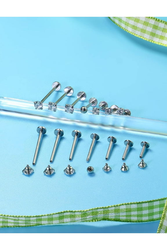 GHRTGR-20G 16G 14G Different Sizes Lip labret Monroe Medusa Rings Stud Surgical Steel Long Cheek Dimple Rings Piercing Jewelry for Women Men Bar Length 6mm-19mm