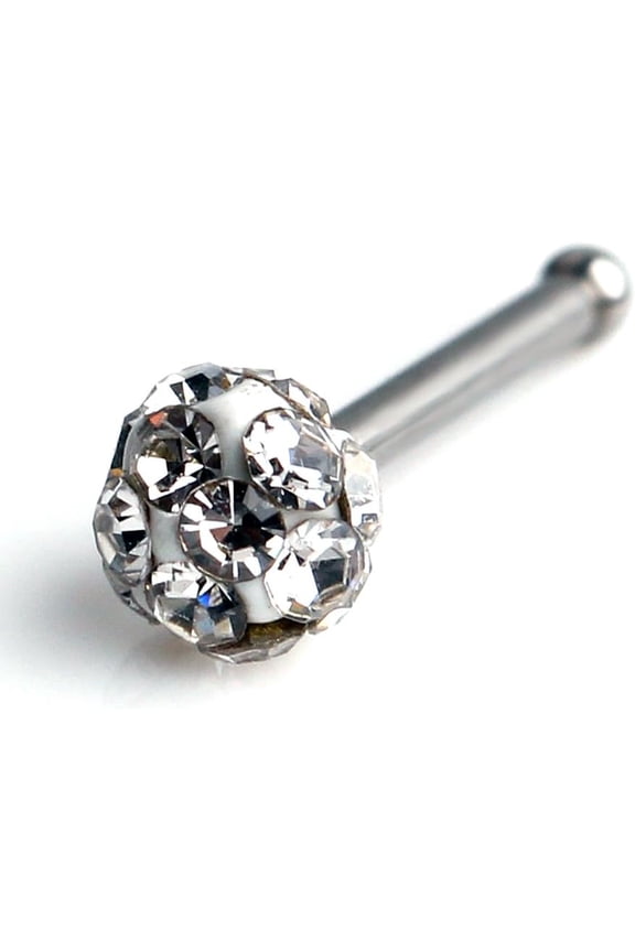 GHRTGR-20G 18G Surgical Steel Gem Crystal Bone L-Shaped Screw Nose Bone Studs Ring Pins Piercing Jewelry