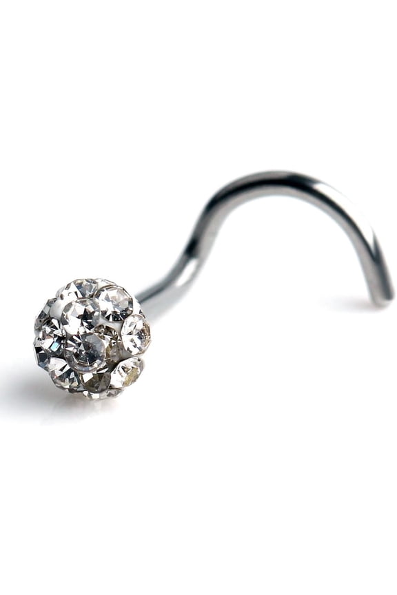 GHRTGR-20G 18G Surgical Steel Gem Crystal Bone L-Shaped Screw Nose Bone Studs Ring Pins Piercing Jewelry