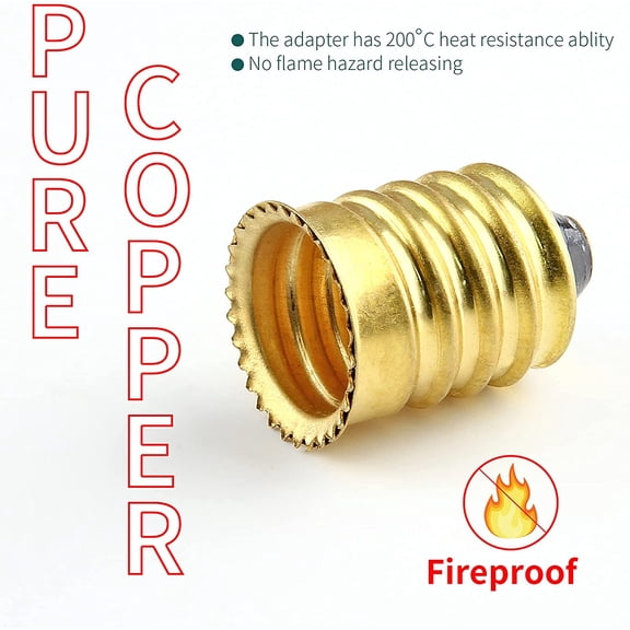 GHRTGR-20pcs E14 to E12 Socket Adapter, E14 to E12 Converter, Golden European Base to Candelabra Socket Reducer Adapter