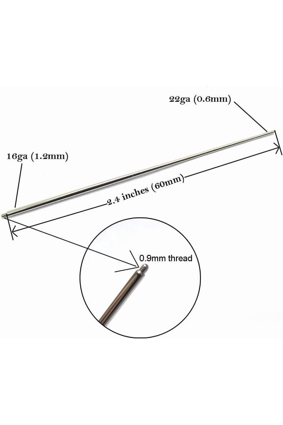 GHRTGR-22G/20G/18G/16G/14G/12G/10G/8G/6G/4G/2G/0G/00G 316L Steel Taper Insertion Pin for Ear/Nose/Navel/Nipple/Lip/Eyebrow Stretcher, Body Piercing Stretching Kit Assistant Tool