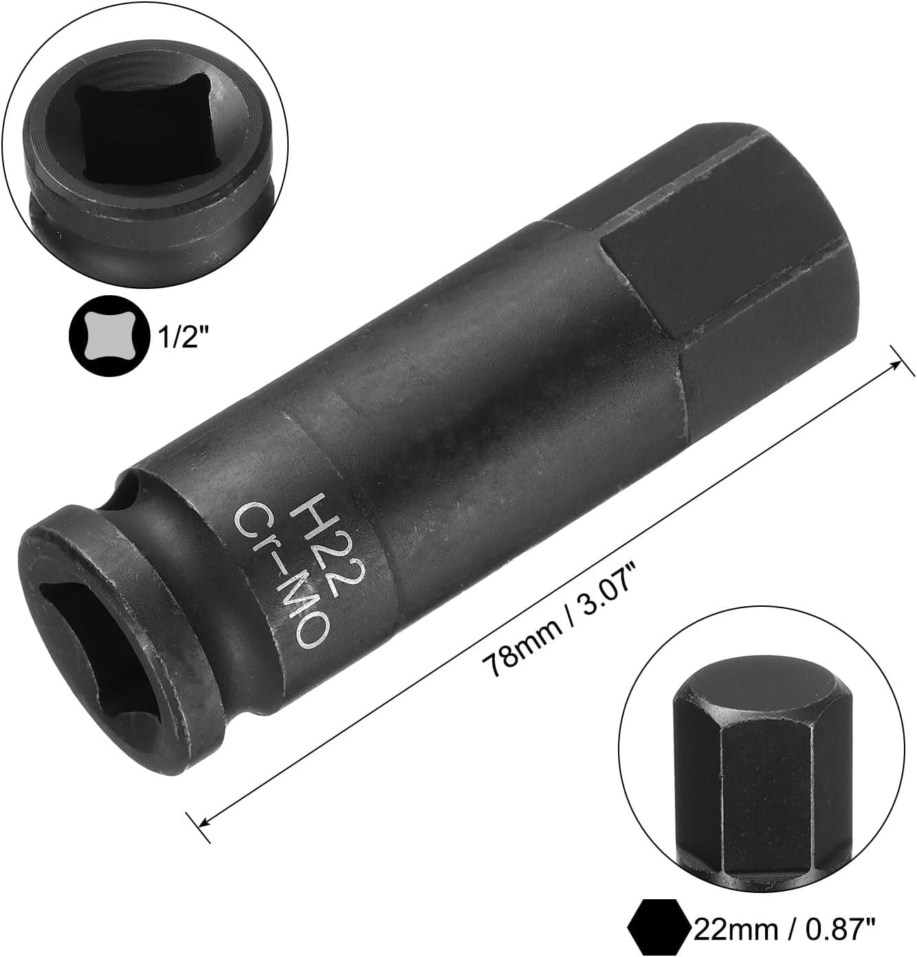 MIXPOWER 1/2" Drive Shallow Impact Socket, CR-MO, 1-5/16 - View #4