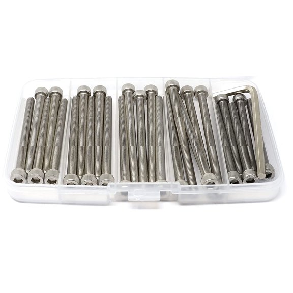 GHRTGR-25 Pcs M5 x 60/65/70/75/80mm Thread Pitch 0.8 mm Stainless Steel 304 Hex Socket Head Cap Screws Bolts Assortment Kit