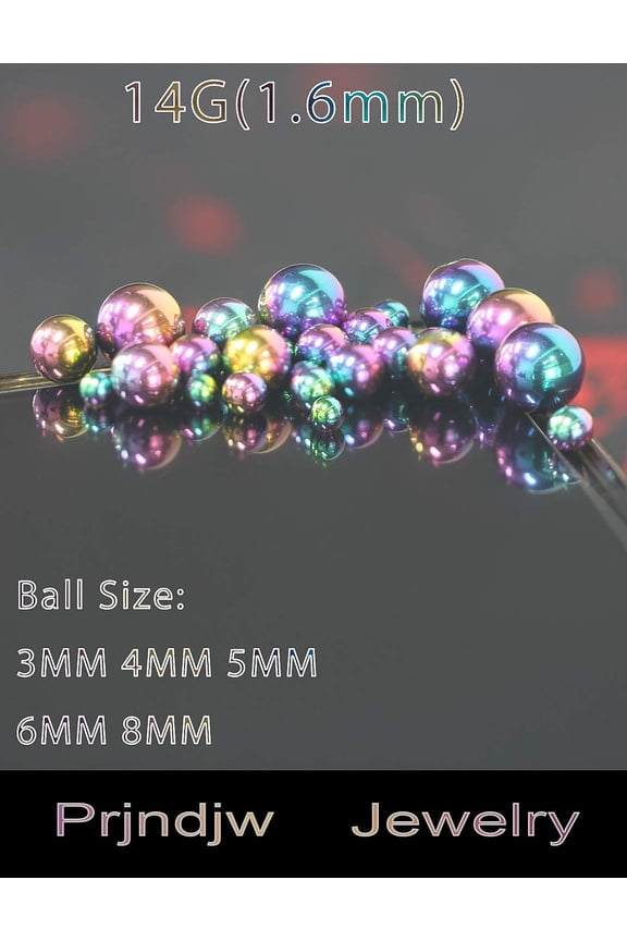GHRTGR-25Pcs 14G 16G Replacement Balls internal thread & Externally Threaded Surgical Steel Balls Industrial Barbell Tongue Nipple Belly Button Eyebrow Rook Piercing Rings Parts 3MM-8MM