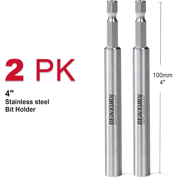 GHRTGR-2PACK Stainless Screwdriver Bit Holders, 4Inches Extension Socket Drill Bit Magnetic Holder Hex Shank Quick-Change Drill Bit Guide