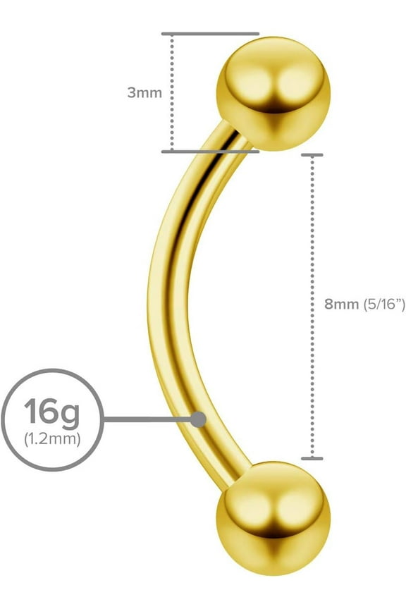 GHRTGR-2pc Curved Barbell Daith Rook Conch Labret Helix Lip Ring Tragus Eyebrow Cartilage (choose Color, Gauge, Length)