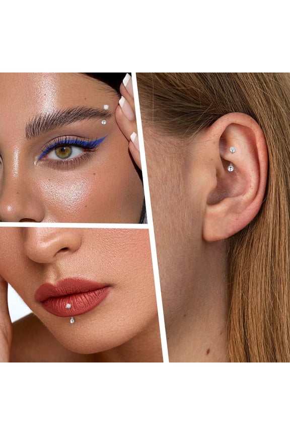 GHRTGR-2pcs Rook Daith Eyebrow Piercing Jewelry G23 Titanium Vertical Labret Lip Jewelry Rook Earring Small Belly Button Ring Curved Barbell Cartilage Earring 16G 8mm