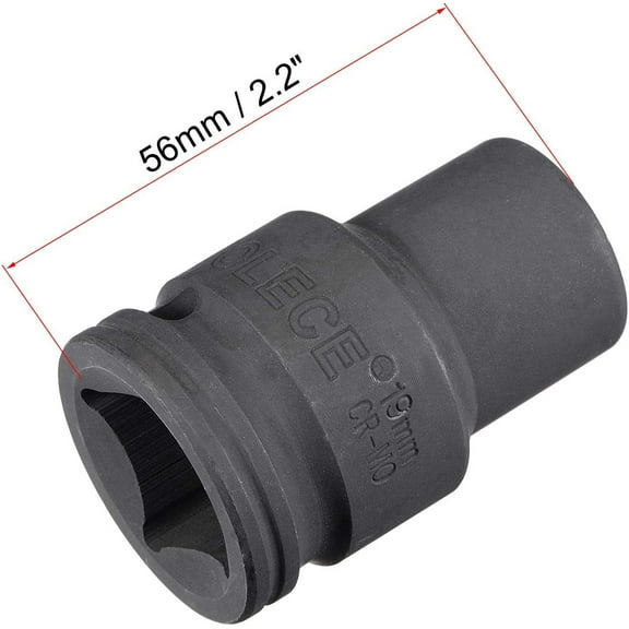 GHRTGR-3/4-Inch Drive 19mm 12-Point Impact Socket, CR-MO Steel 56mm Length, Standard Metric Sizes