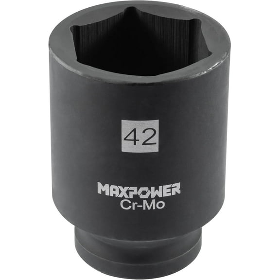 GHRTGR-3/4 Inch Drive 42mm Deep Impact Socket with 6-Point Design, Made with Heat-Treated Chrome Molybdenum Steel, SAE