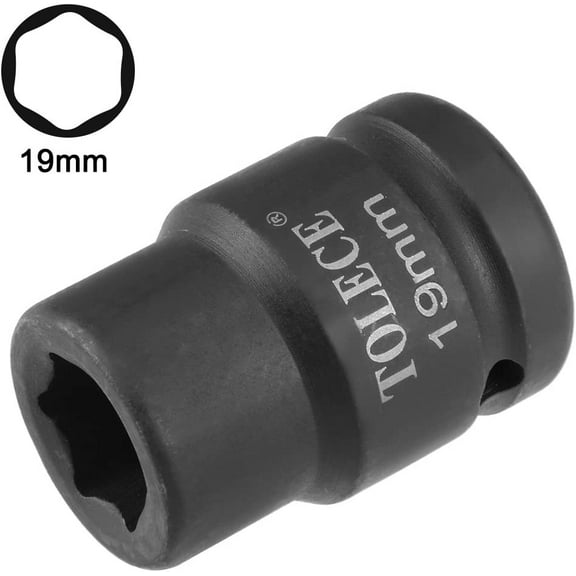 GHRTGR-3/4-Inch Drive by 19mm 6-Point Shallow Impact Socket, for Ratchets, Torque Electric Wrenches, Cr-Mo, Metric