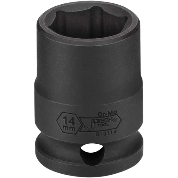 GHRTGR-3/8 Inch Drive 14mm Standard Impact Socket, Made with Chrome Molybdenum Alloy Steel, Heat Treated, 6-Point Design, Metric