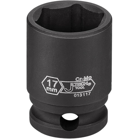 GHRTGR-3/8 Inch Drive 17mm Standard Impact Socket, Made with Chrome Molybdenum Alloy Steel, Heat Treated, 6-Point Design, Metric