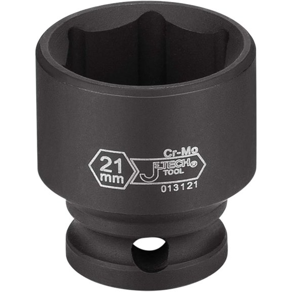 GHRTGR-3/8 Inch Drive 21mm Standard Impact Socket, Made with Chrome Molybdenum Alloy Steel, Heat Treated, 6-Point Design, Metric