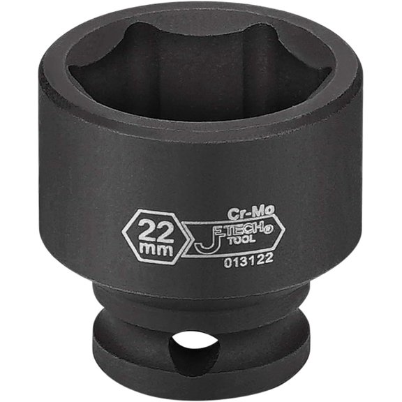 GHRTGR-3/8 Inch Drive 22mm Standard Impact Socket, Made with Chrome Molybdenum Alloy Steel, Heat Treated, 6-Point Design, Metric