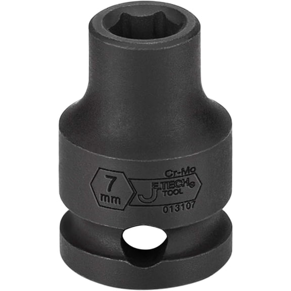 GHRTGR-3/8 Inch Drive 7mm Standard Impact Socket, Made with Chrome Molybdenum Alloy Steel, Heat Treated, 6-Point Design, Metric