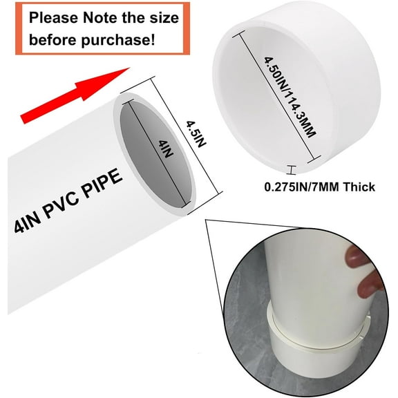 GHRTGR-3 Pack 4" PVC Pipe End Cap Fitting, Schedule 40 Furniture Grade 4" PVC Pipe End Cap Plug Socket Fittings for Build Furniture DIY Garden Shelf, White