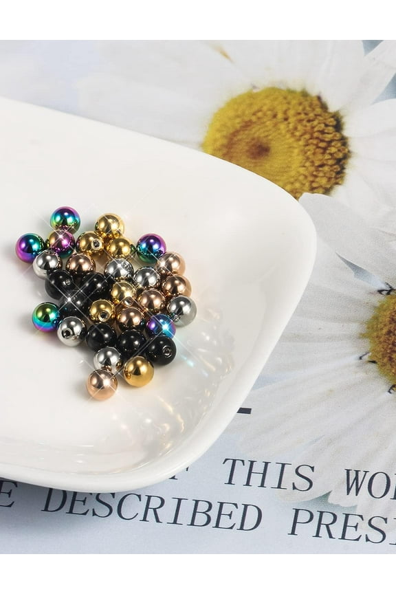 GHRTGR-30Pcs 14G 16G Replacement Balls Externally Threaded Surgical Steel Round Tongue Nipple Belly button Lip Rings Septum Piercing Barbell Earrings Parts 3mm 5mm Silver/black Piercing Balls