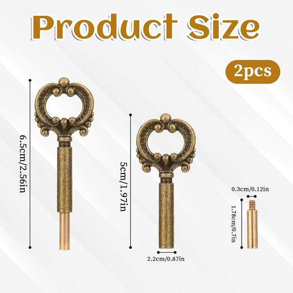 GHRTGR-4 Pack Antique Brass Lamp Turn Knob Switch Replacement with 1/2" Extensions - Vintage Metal Socket Keys for Floor & Table Lamps