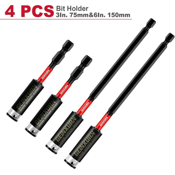 GHRTGR-4PACK Torsion Impact Bit Holder, Muliti Size(3" 6") Extension Locking Socket Drill Bit Holder S2 Alloy Steel Hex Shank Quick-Change Drill Bit Guide