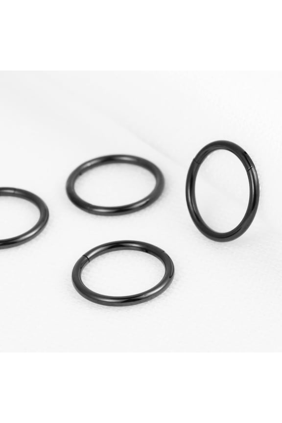 GHRTGR-4Pcs 16G 18G 20G Surgical-Steel-Piercing-Ring-Nose-Rings-Hinged-Hoop-Earrings,6mm 8mm 10mm 12mm Seamless Stainless Steel Clicker Eyebrow Septum Piercing Hoop,Sliver Black Gold Rose Gold Rainbo